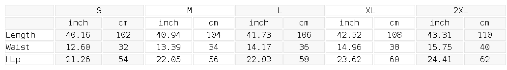 Size chart for the Unisex Mineral Wash Straight Sweatpants