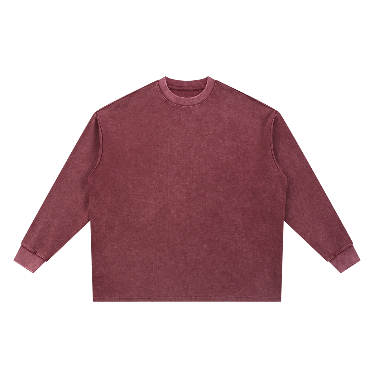 Unisex Mineral Wash Waffle Oversized T-Shirt in jujube red
