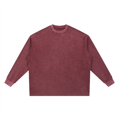 Unisex Mineral Wash Waffle Oversized T-Shirt in jujube red