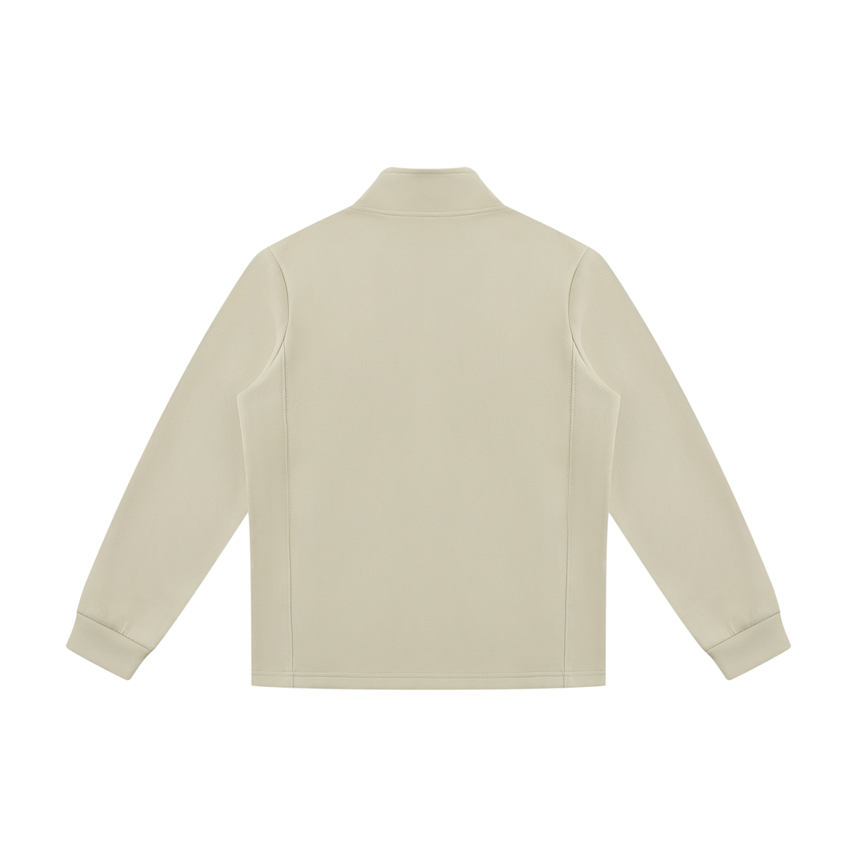 Unisex Minimalist Stand Collar Track Jacket in beige camel, alternate angle