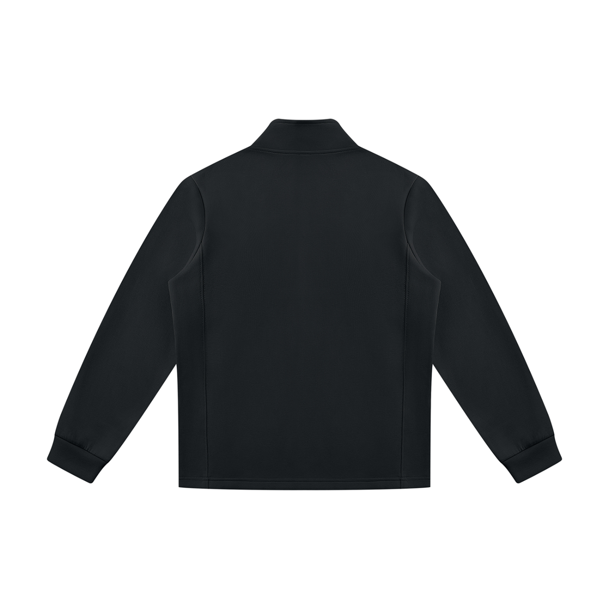 Unisex Minimalist Stand Collar Track Jacket in black, alternate angle