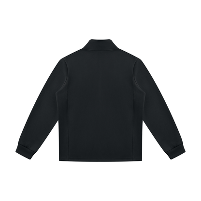 Unisex Minimalist Stand Collar Track Jacket in black, alternate angle