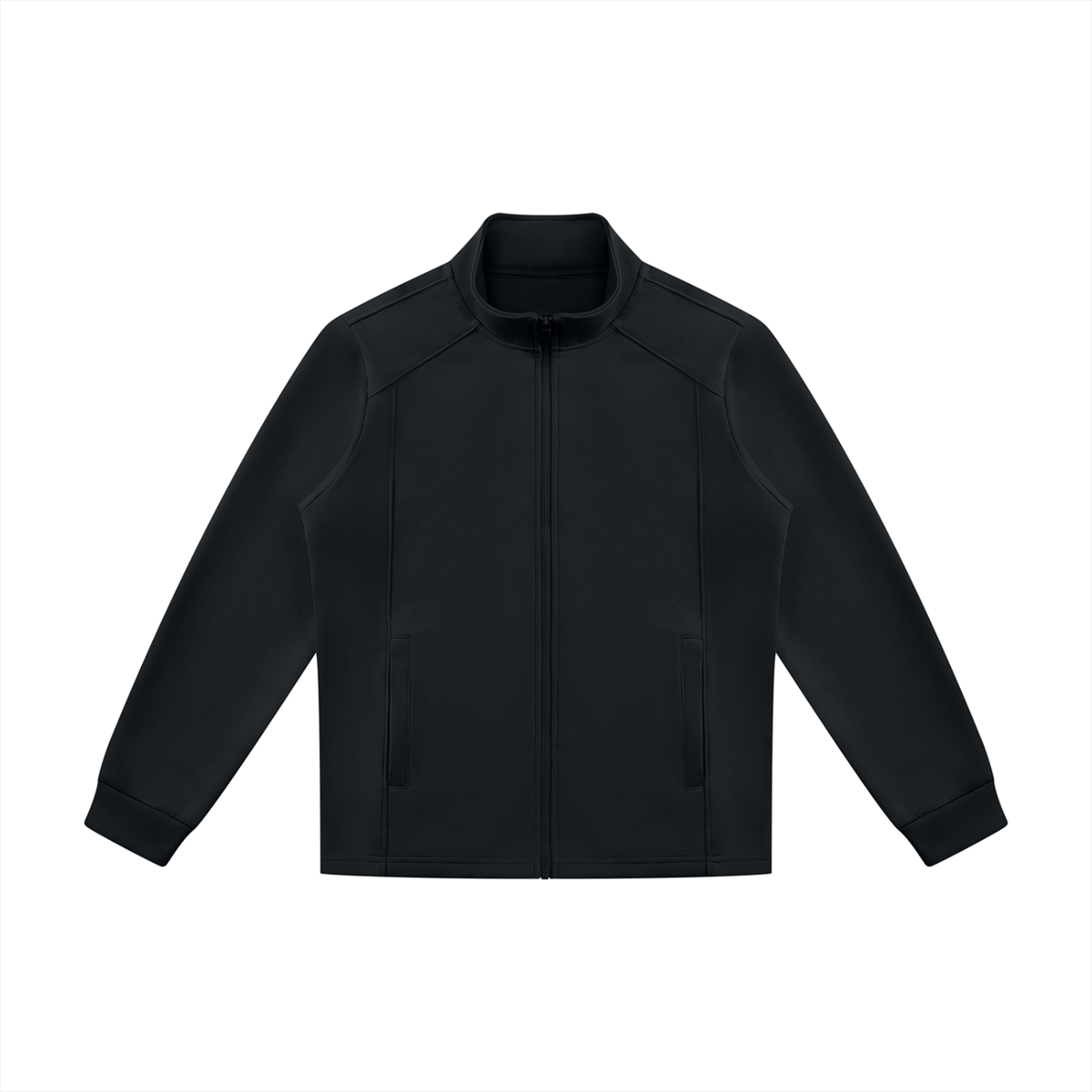 Unisex Minimalist Stand Collar Track Jacket in black