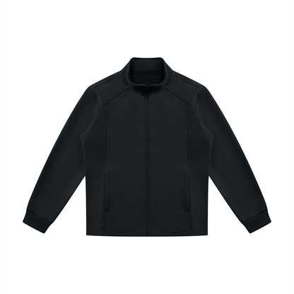 Unisex Minimalist Stand Collar Track Jacket in black