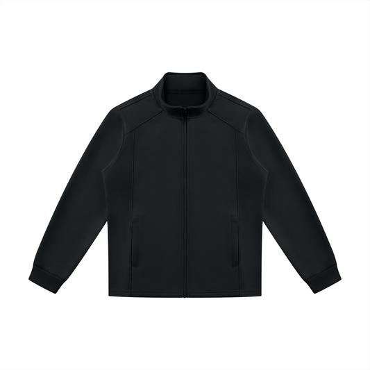 Unisex Minimalist Stand Collar Track Jacket in black