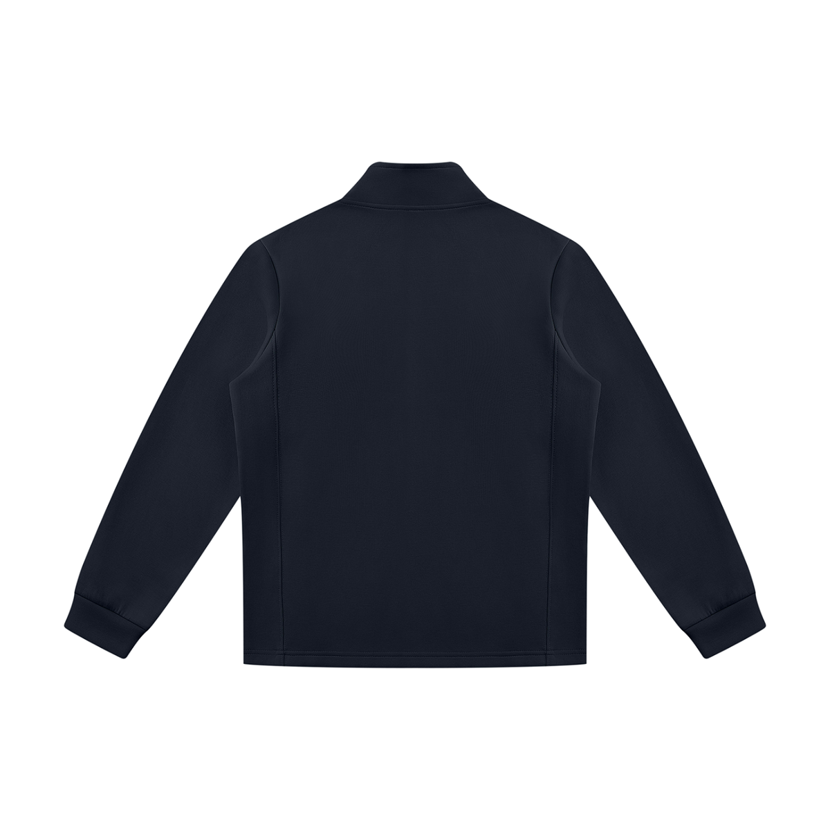 Unisex Minimalist Stand Collar Track Jacket in navy blue, alternate angle