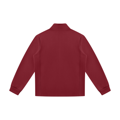 Unisex Minimalist Stand Collar Track Jacket in red, alternate angle