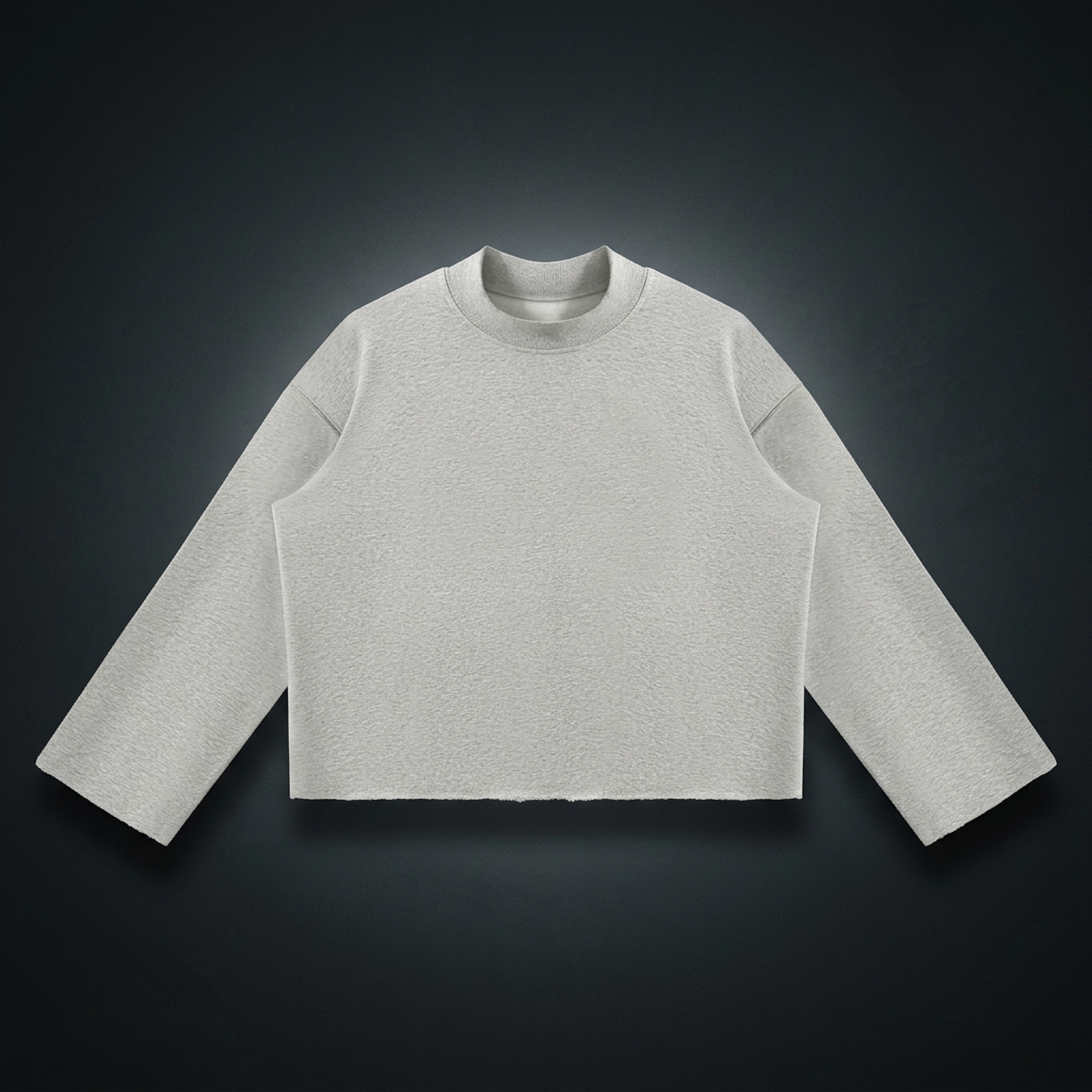 Unisex Mock Neck Raw Edge Boxy Sweatshirt