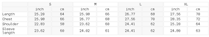 Size chart for the Unisex Mock Neck Raw Edge Boxy Sweatshirt