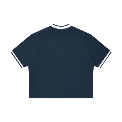 Unisex Oversized Baseball Jersey in navy blue, alternate angle
