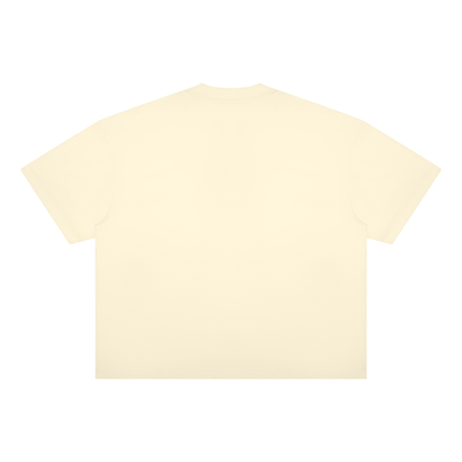 Unisex Oversized Boxy Cotton Blend T-Shirt in apricot, alternate angle
