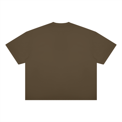 Unisex Oversized Boxy Cotton Blend T-Shirt in coffee, alternate angle