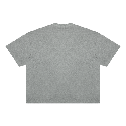 Unisex Oversized Boxy Cotton Blend T-Shirt in flower gray, alternate angle