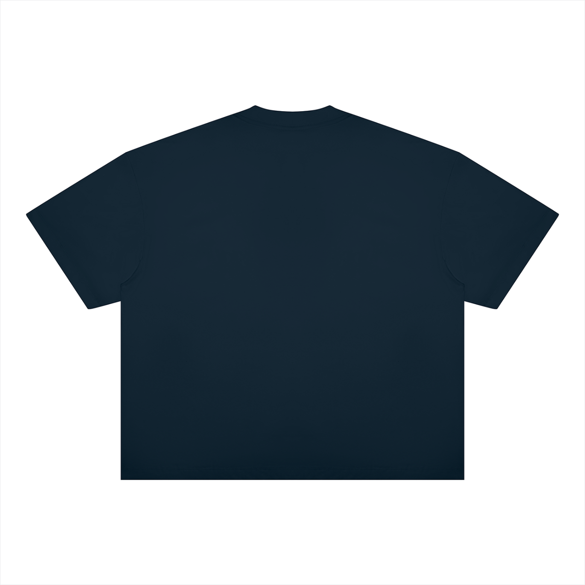 Unisex Oversized Boxy Cotton Blend T-Shirt in navy blue, alternate angle