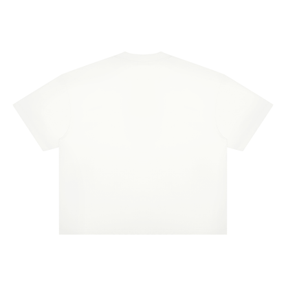 Unisex Oversized Boxy Cotton Blend T-Shirt in white, alternate angle