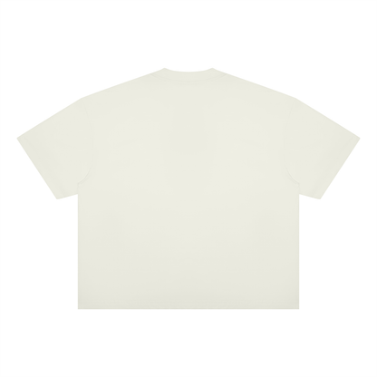 Unisex Oversized Boxy Cotton Blend T-Shirt in white gray, alternate angle