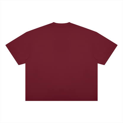 Unisex Oversized Boxy Cotton Blend T-Shirt in wine red, alternate angle