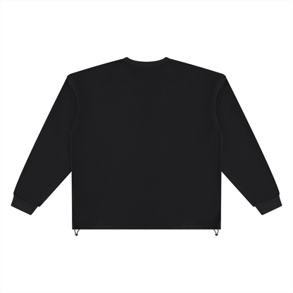 Unisex Oversized Boxy Drawstring Sweatshirt in black, alternate angle