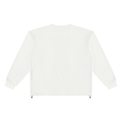 Unisex Oversized Boxy Drawstring Sweatshirt in white, alternate angle