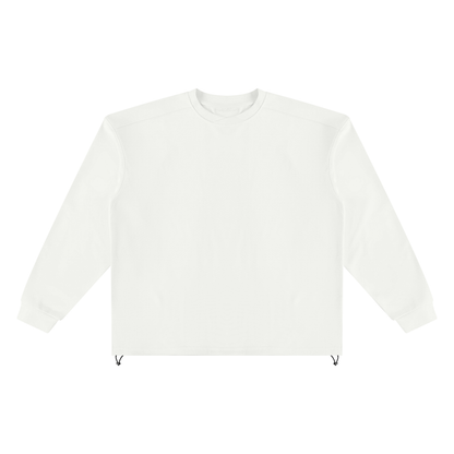 Unisex Oversized Boxy Drawstring Sweatshirt in white