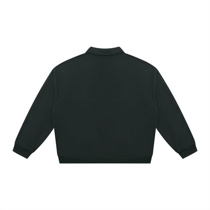Unisex Oversized Collared Sweatshirt in black, alternate angle