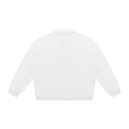Unisex Oversized Collared Sweatshirt in white, alternate angle