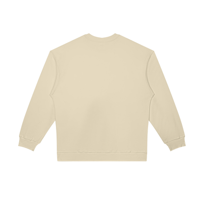Unisex Oversized Crewneck Sweatshirt in light camel, alternate angle