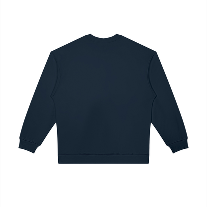 Unisex Oversized Crewneck Sweatshirt in navy blue, alternate angle
