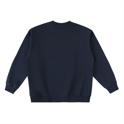 Unisex Oversized Crewneck Taped Sweatshirt in navy blue, alternate angle