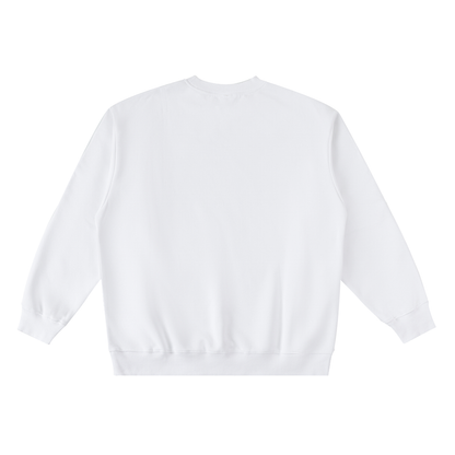 Unisex Oversized Crewneck Taped Sweatshirt in white, alternate angle