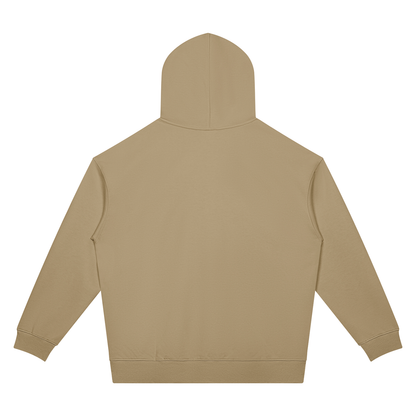 Unisex Oversized Drop Shoulder Pocket Hoodie in khaki, alternate angle