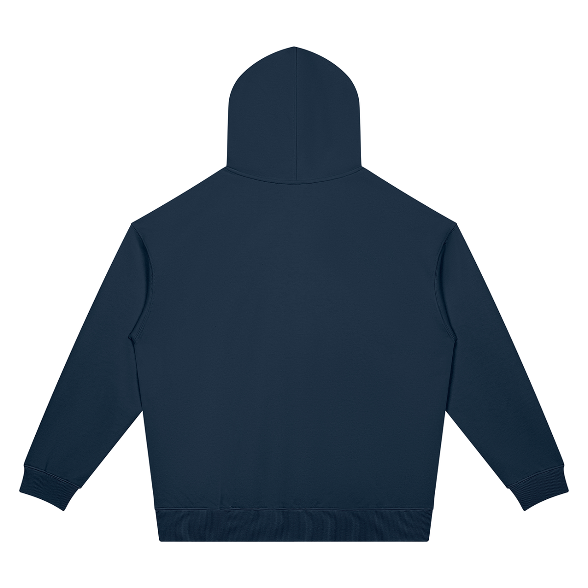 Unisex Oversized Drop Shoulder Pocket Hoodie in navy blue, alternate angle