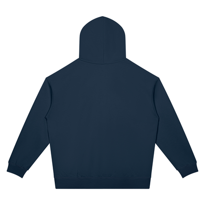 Unisex Oversized Drop Shoulder Pocket Hoodie in navy blue, alternate angle