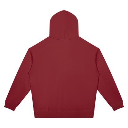 Unisex Oversized Drop Shoulder Pocket Hoodie in red, alternate angle