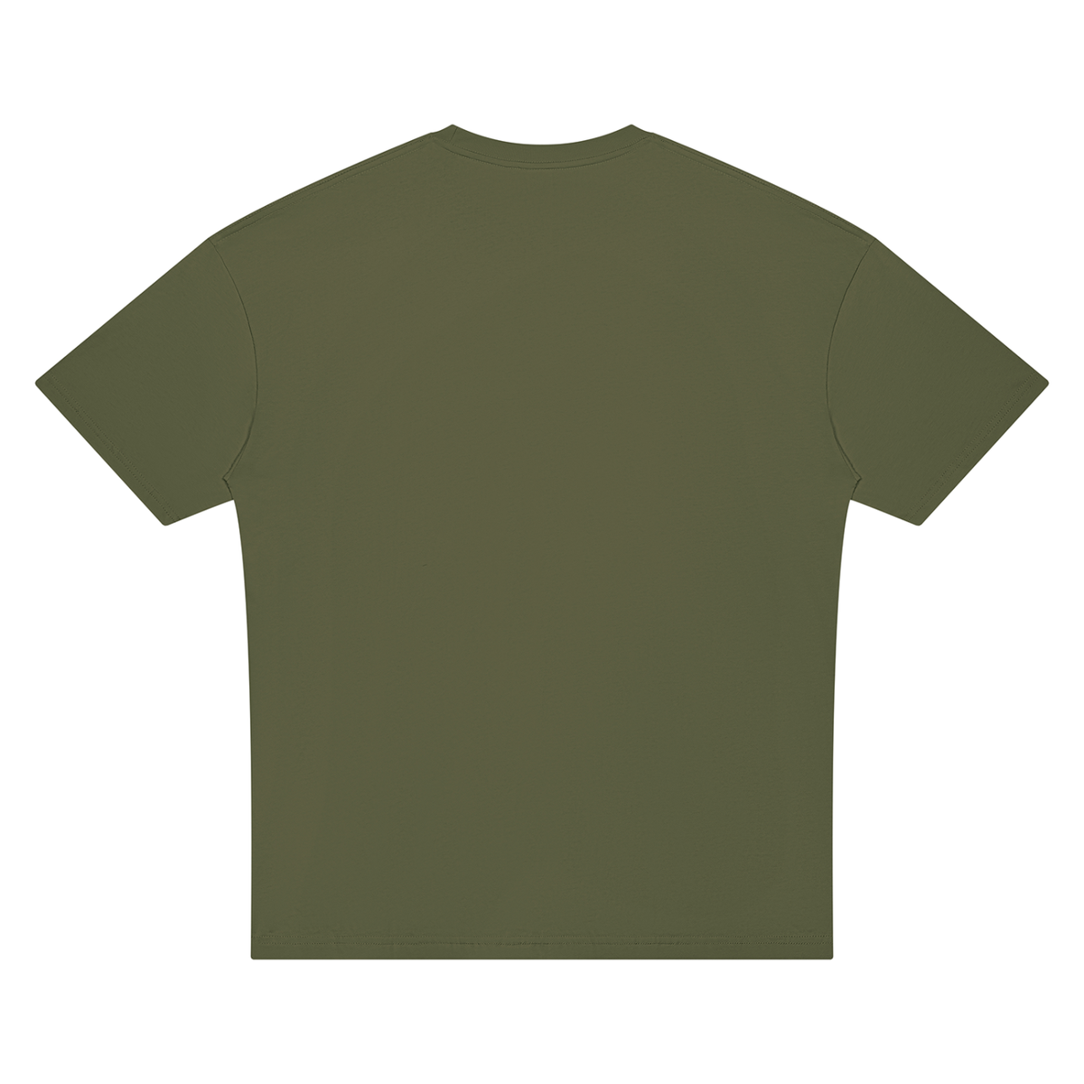 Unisex Oversized Drop Shoulder T-Shirt in army green, alternate angle