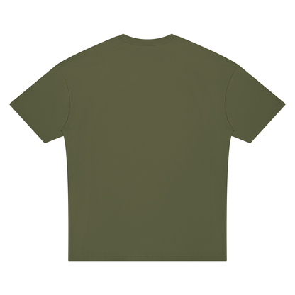 Unisex Oversized Drop Shoulder T-Shirt in army green, alternate angle