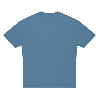 Unisex Oversized Drop Shoulder T-Shirt in haze blue, alternate angle