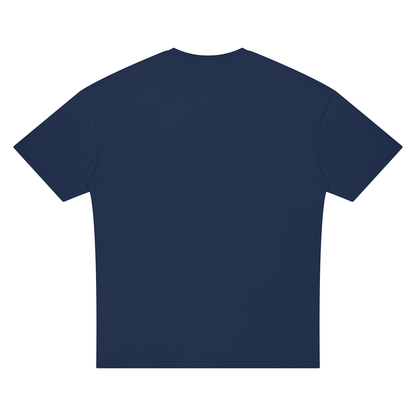 Unisex Oversized Drop Shoulder T-Shirt in navy blue, alternate angle