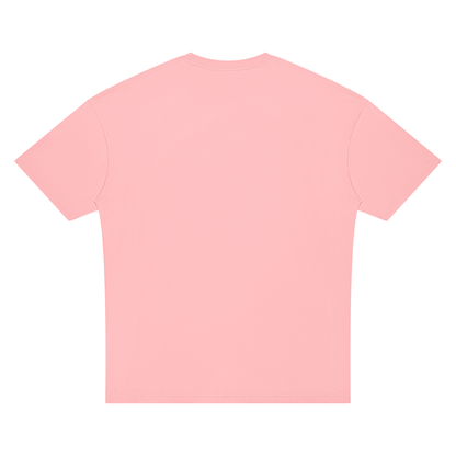 Unisex Oversized Drop Shoulder T-Shirt in pink, alternate angle