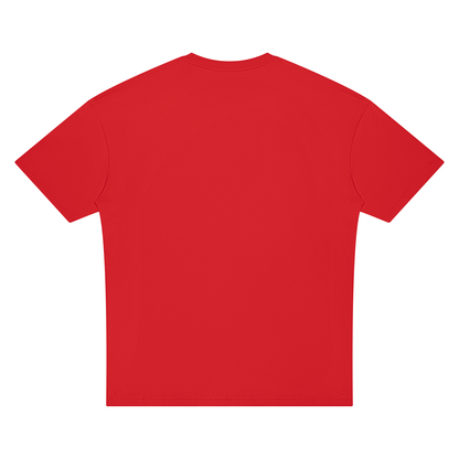 Unisex Oversized Drop Shoulder T-Shirt in red, alternate angle