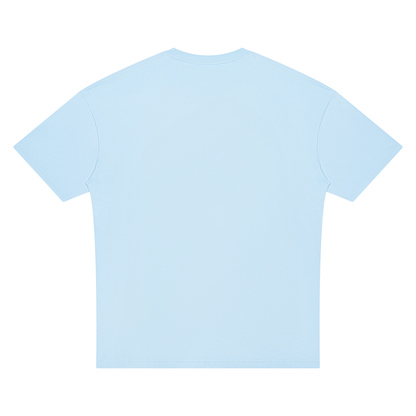 Unisex Oversized Drop Shoulder T-Shirt in sky blue, alternate angle