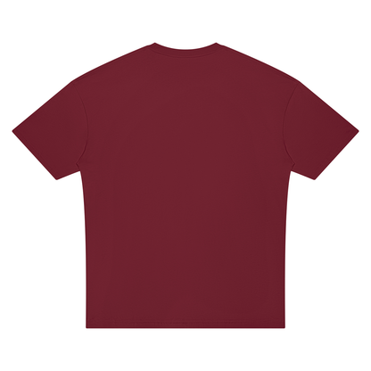Unisex Oversized Drop Shoulder T-Shirt in wine red, alternate angle