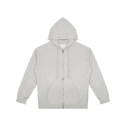 Unisex Oversized Full Zip Hoodie in flower gray