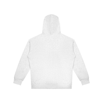 Unisex Oversized Full Zip Hoodie in oat gray, alternate angle