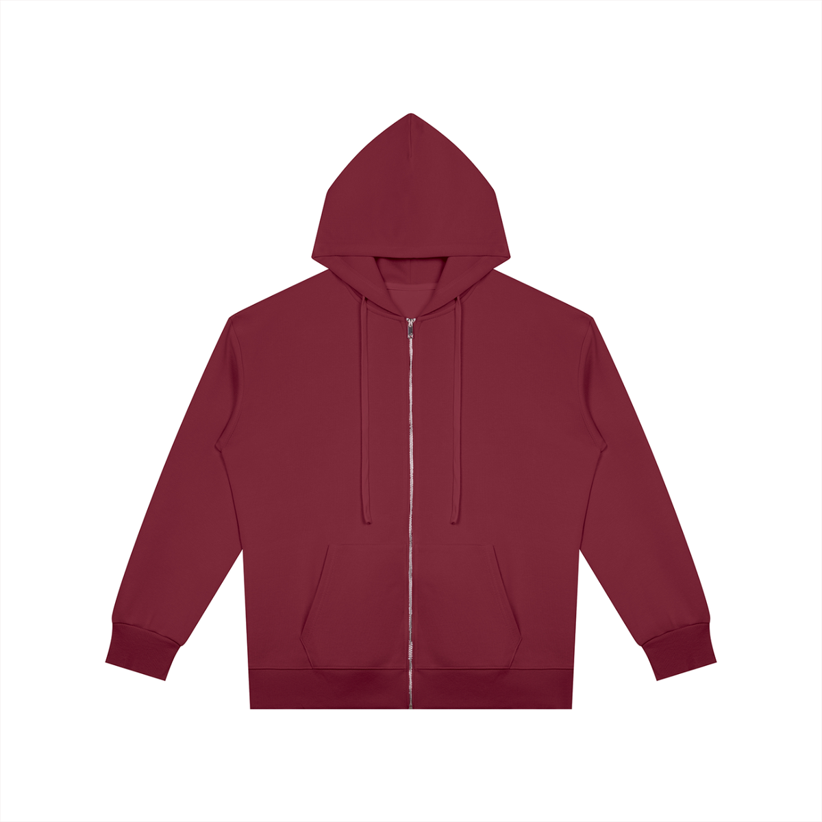 Unisex Oversized Full Zip Hoodie in wine red