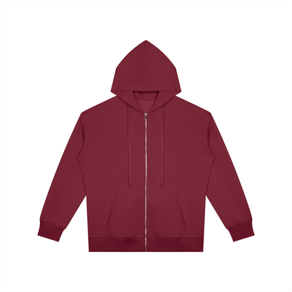 Unisex Oversized Full Zip Hoodie in wine red