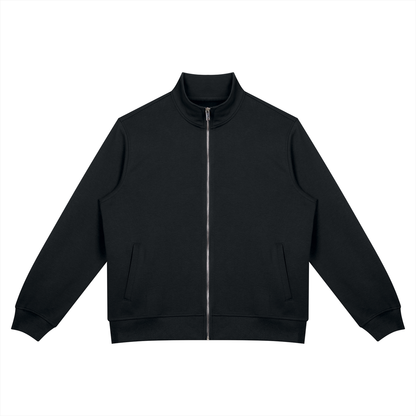 Unisex Oversized Full Zip Jacket in black