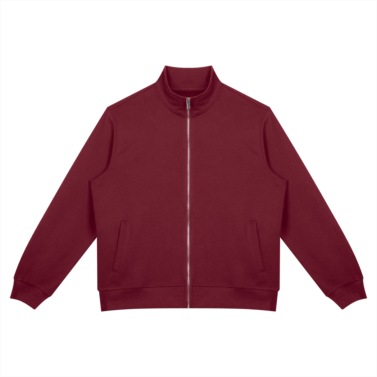 Unisex Oversized Full Zip Jacket in wine red