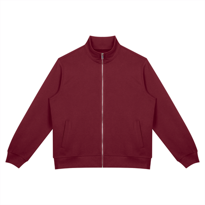 Unisex Oversized Full Zip Jacket in wine red
