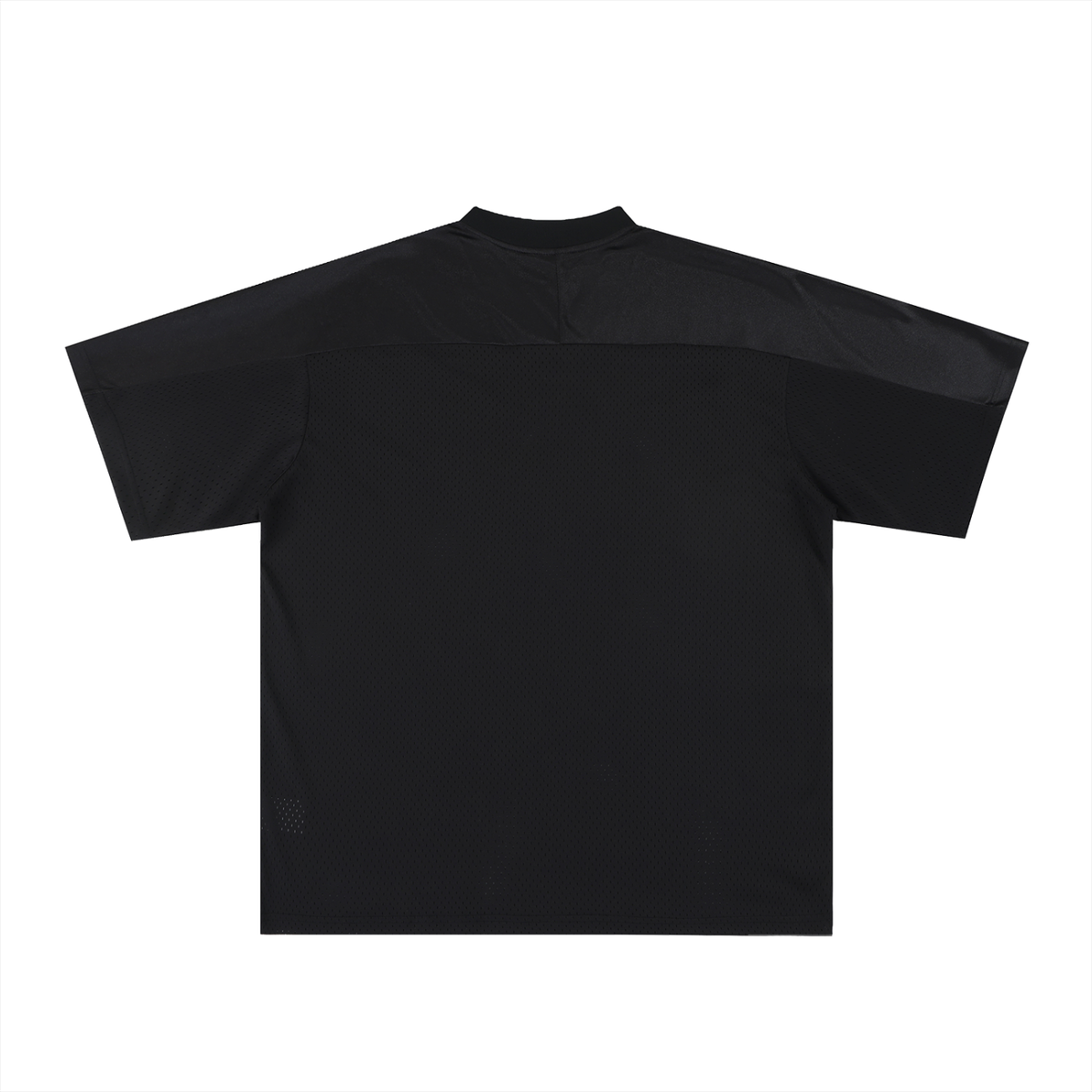 Unisex Oversized Mesh V-Neck Soccer Jersey in black, alternate angle